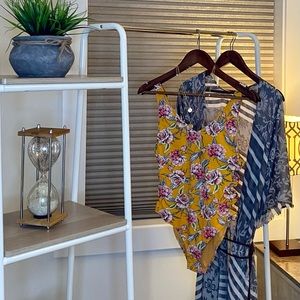 Beautiful Bright Yellow & Pink One Piece Swimsuit